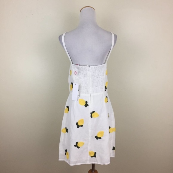 NEW Anthropologie Red Carter Linen Lemon Embroidered Mini Dress - Picture 12 of 16